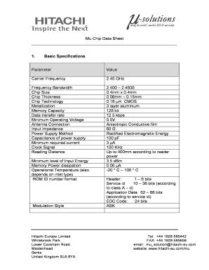 Mu Chip Data Sheet 1. Basic Specifications 